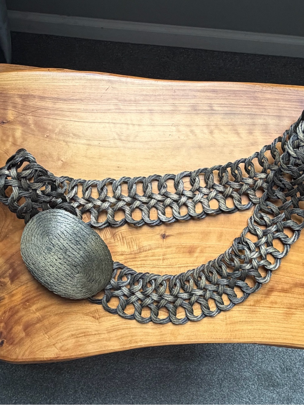 Woven Gold Metal Belt with Twisted Metal Infinity Chain